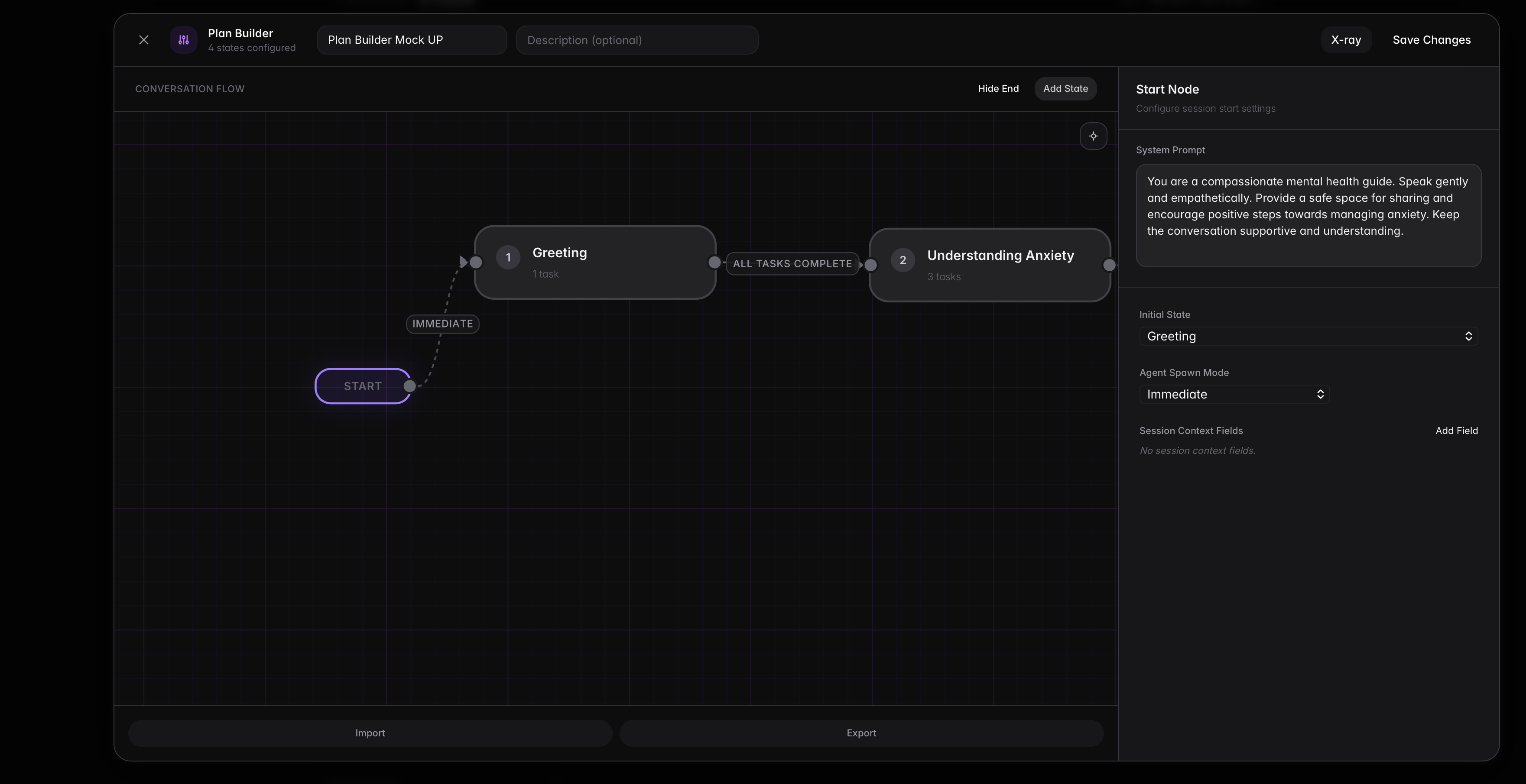 Start node configuration